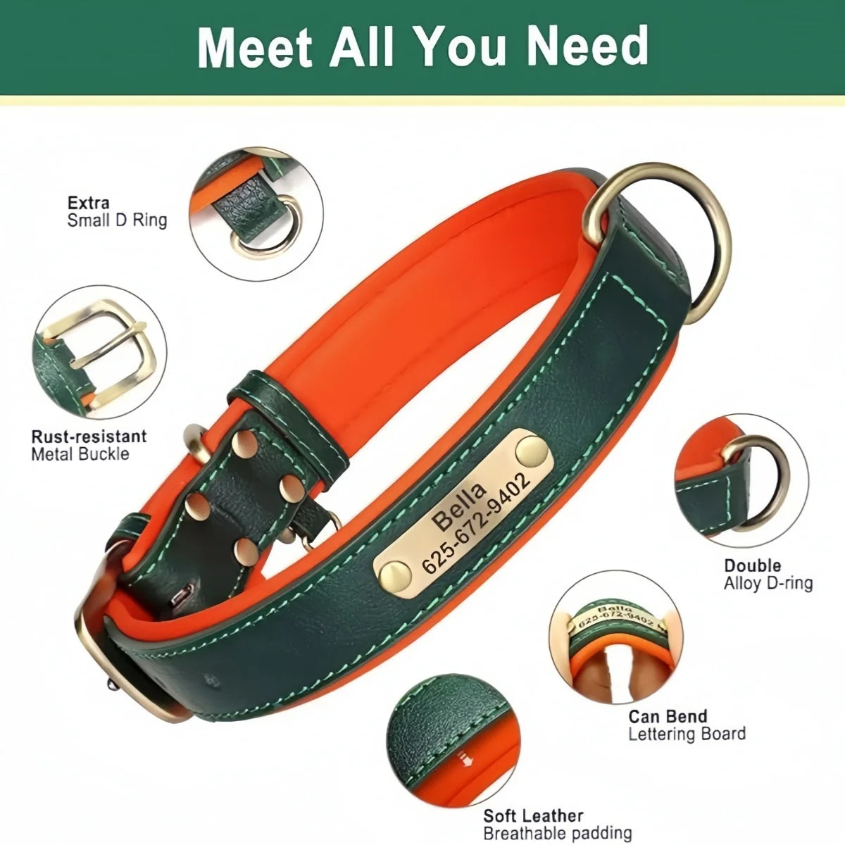 Padded Leather Dog Collar