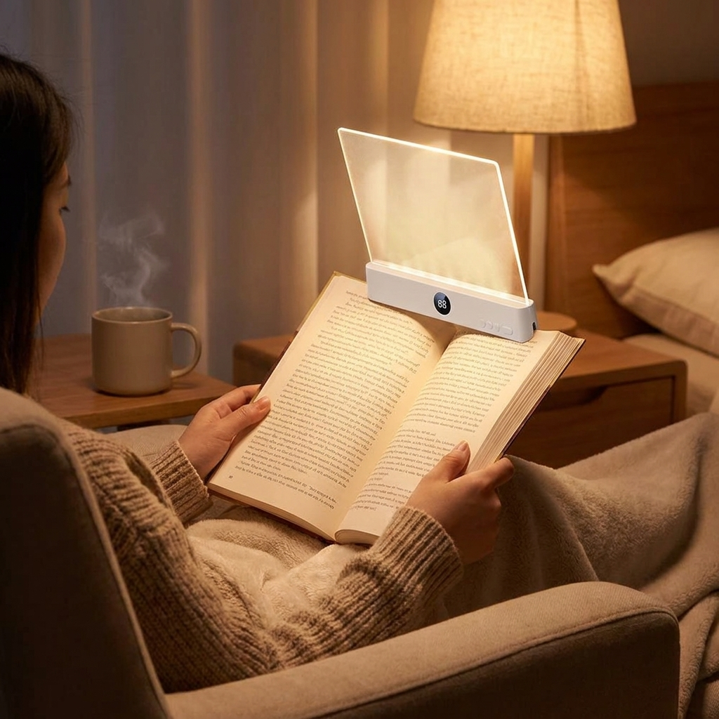 Lifestyle - LED Book Light and Night Light 2 in 1, 3 Color Temperatures & Stepless Dimming, USB Rechargeable Rea
